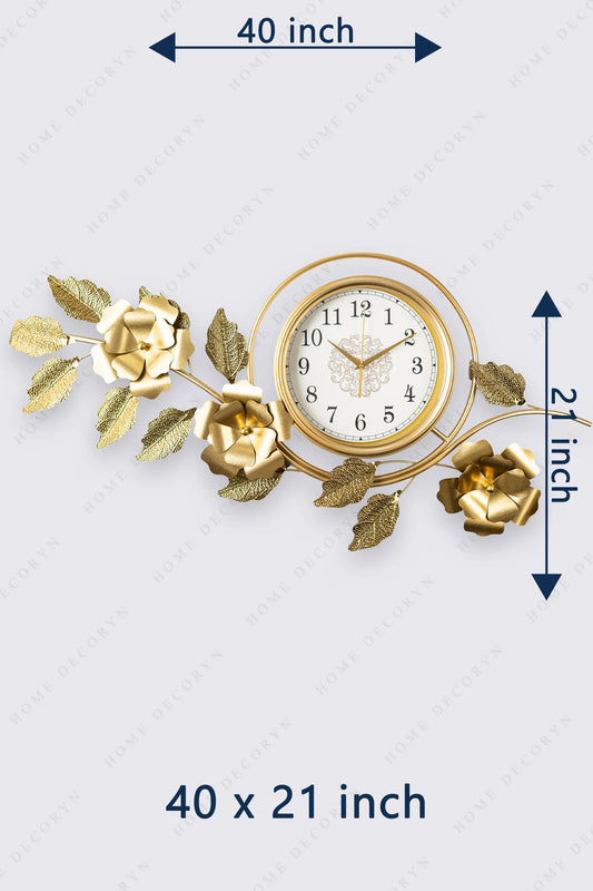 Golden Floral Grand Wall Clock
