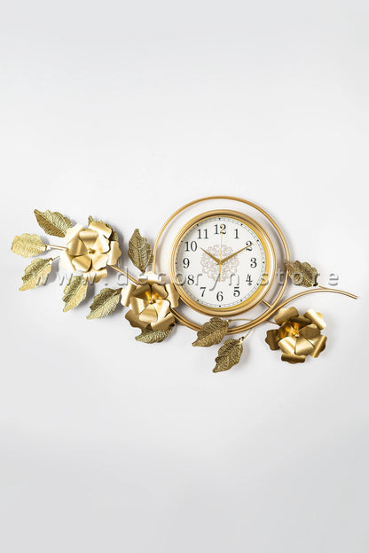 Golden Floral Grand Wall Clock