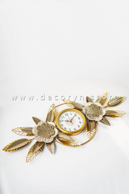 Golden Flora Luxe Wall Clock