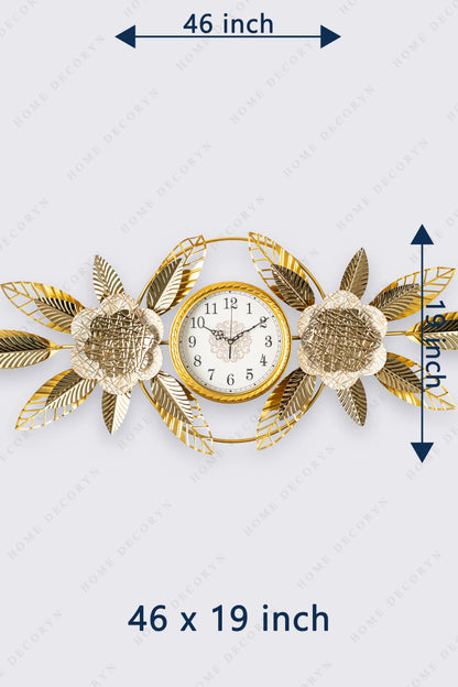 Golden Flora Luxe Wall Clock