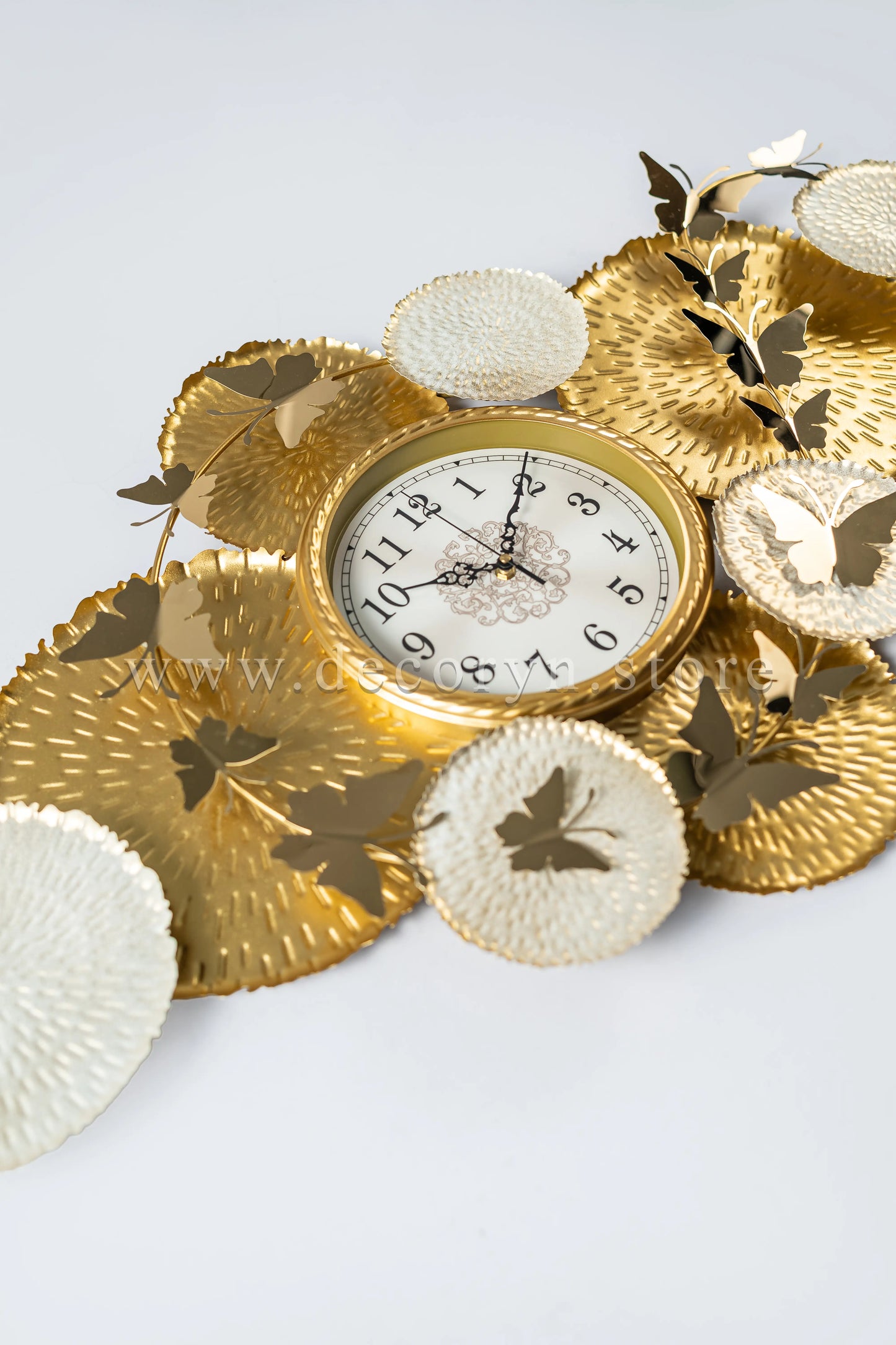 Golden Petal Elegance Wall Clock