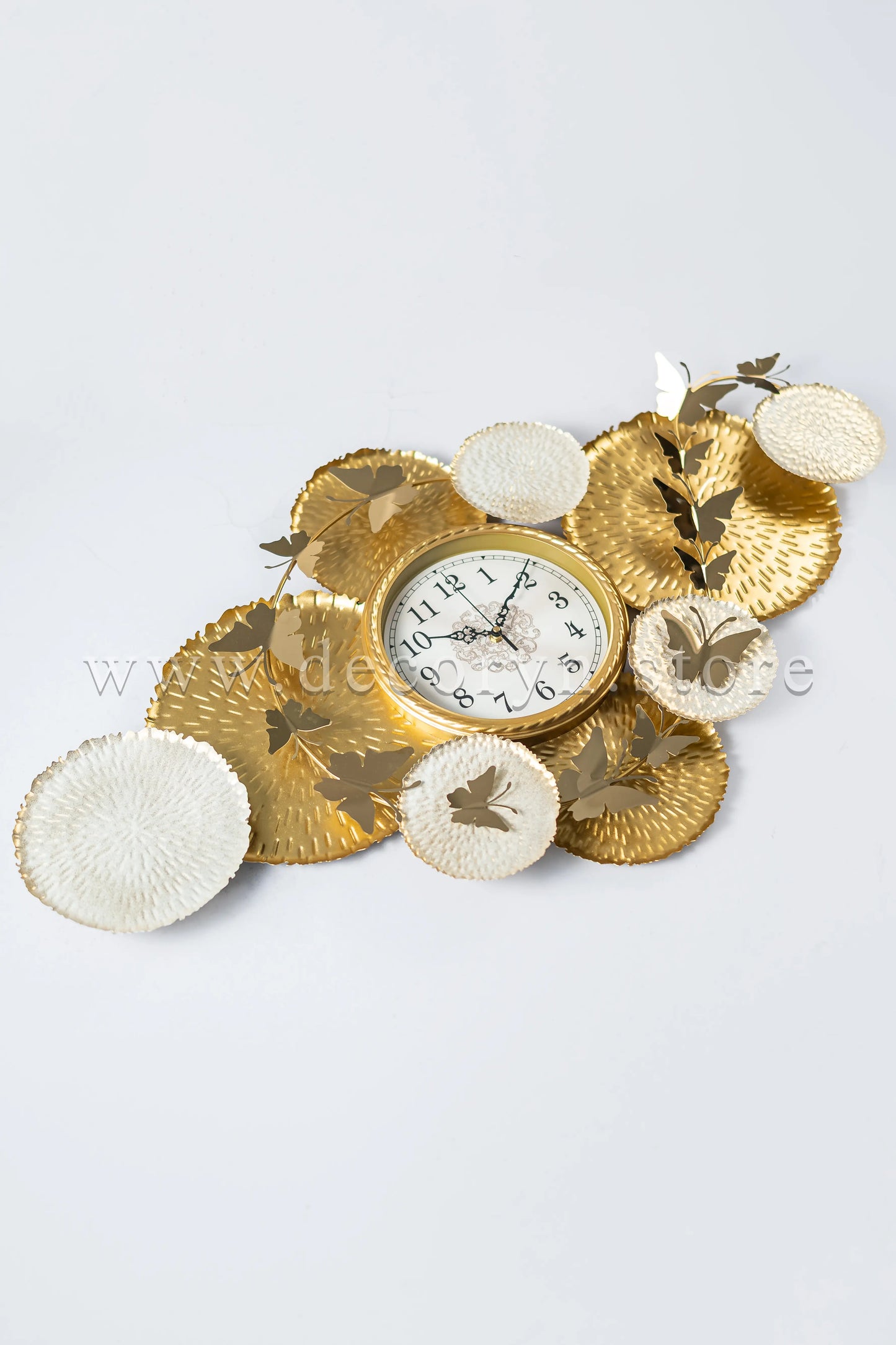 Golden Petal Elegance Wall Clock