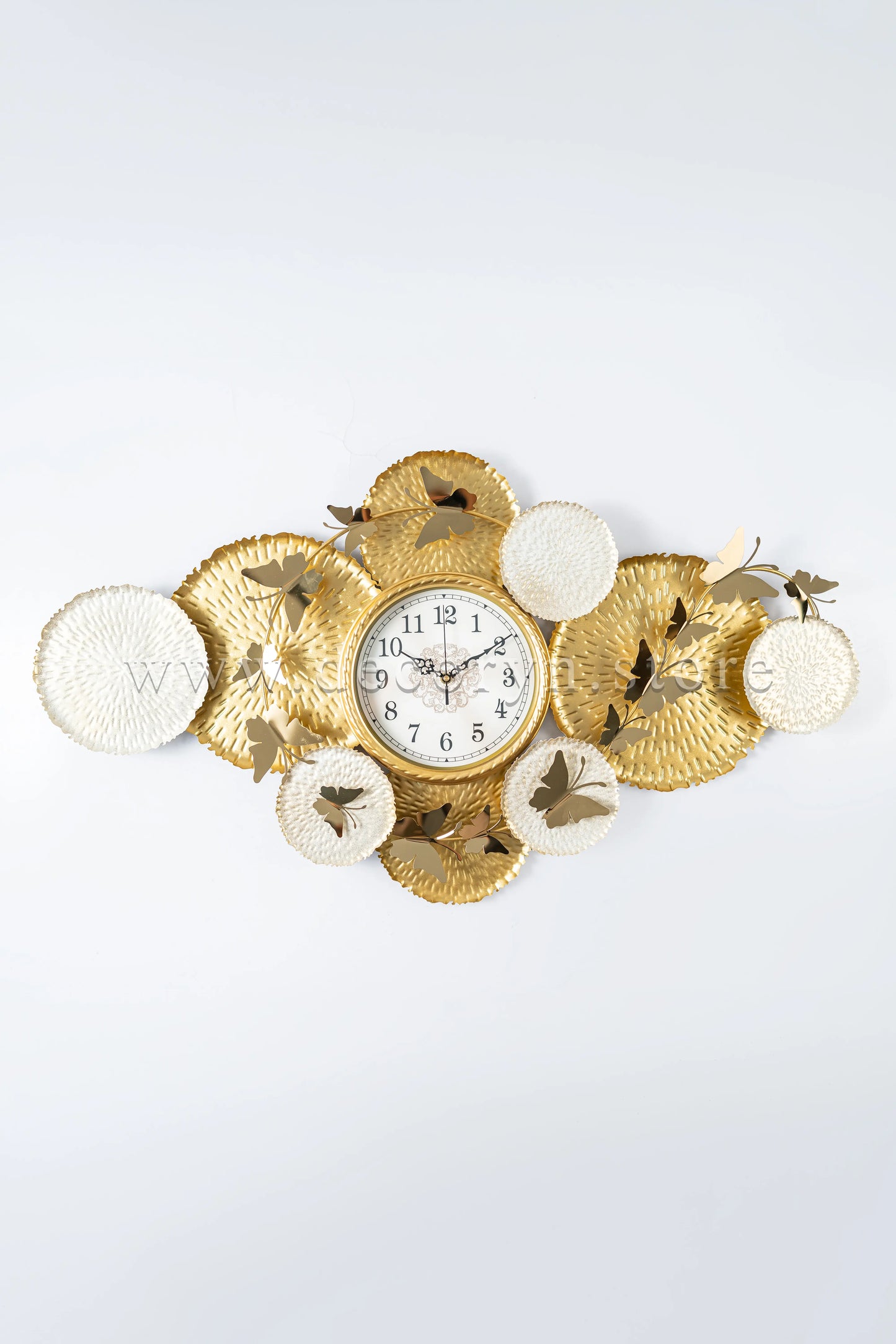 Golden Petal Elegance Wall Clock