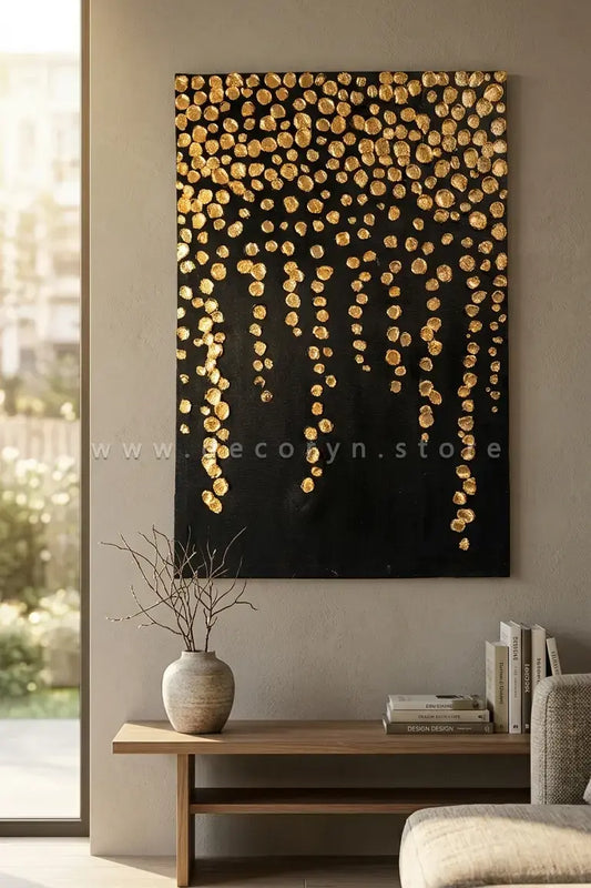 Golden Rainfall 3D Abstract Painting