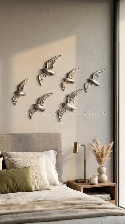 Soaring Sparrows Wall Sculpture Set (Pack of 6)