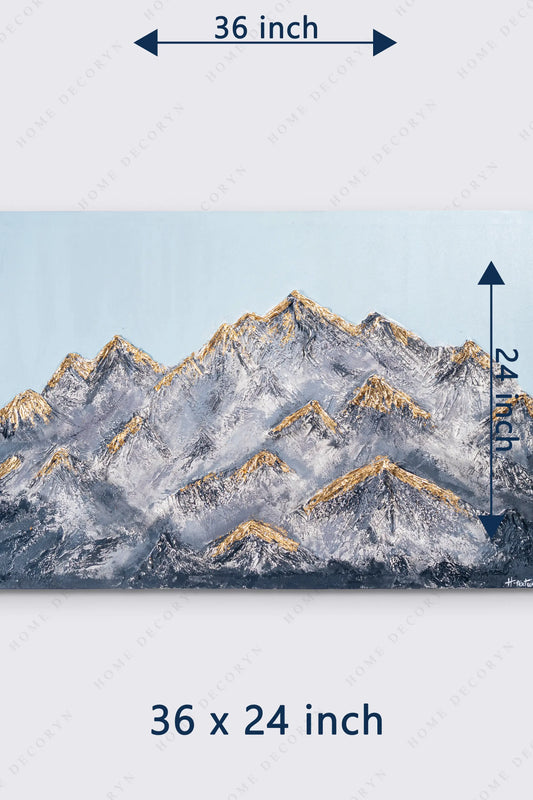 Golden 3D Mountain Landscape Painting