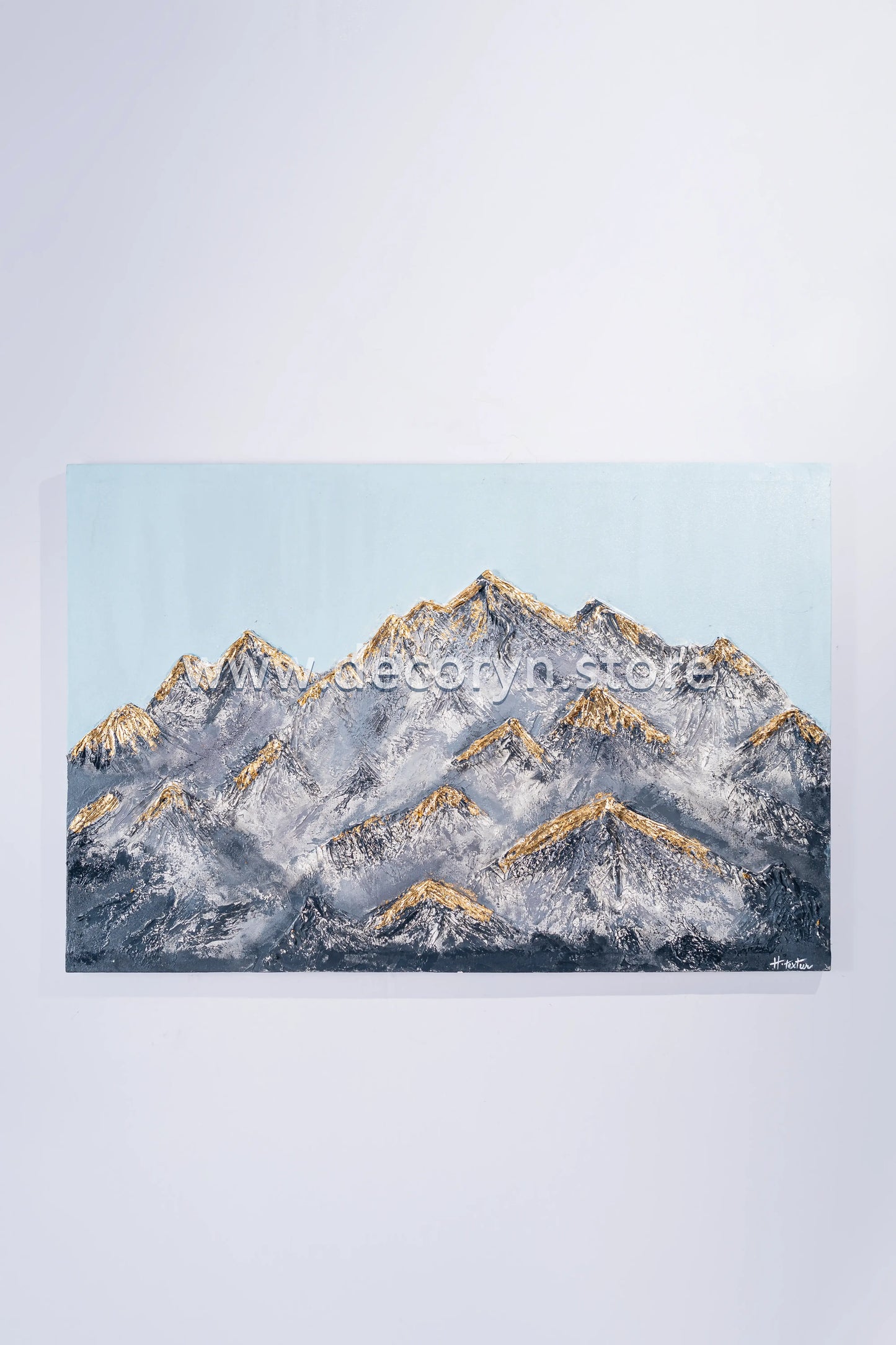 Golden 3D Mountain Landscape Painting