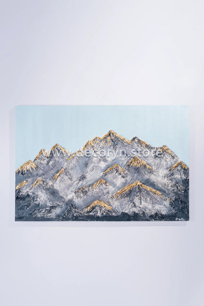 Golden 3D Mountain Landscape Painting