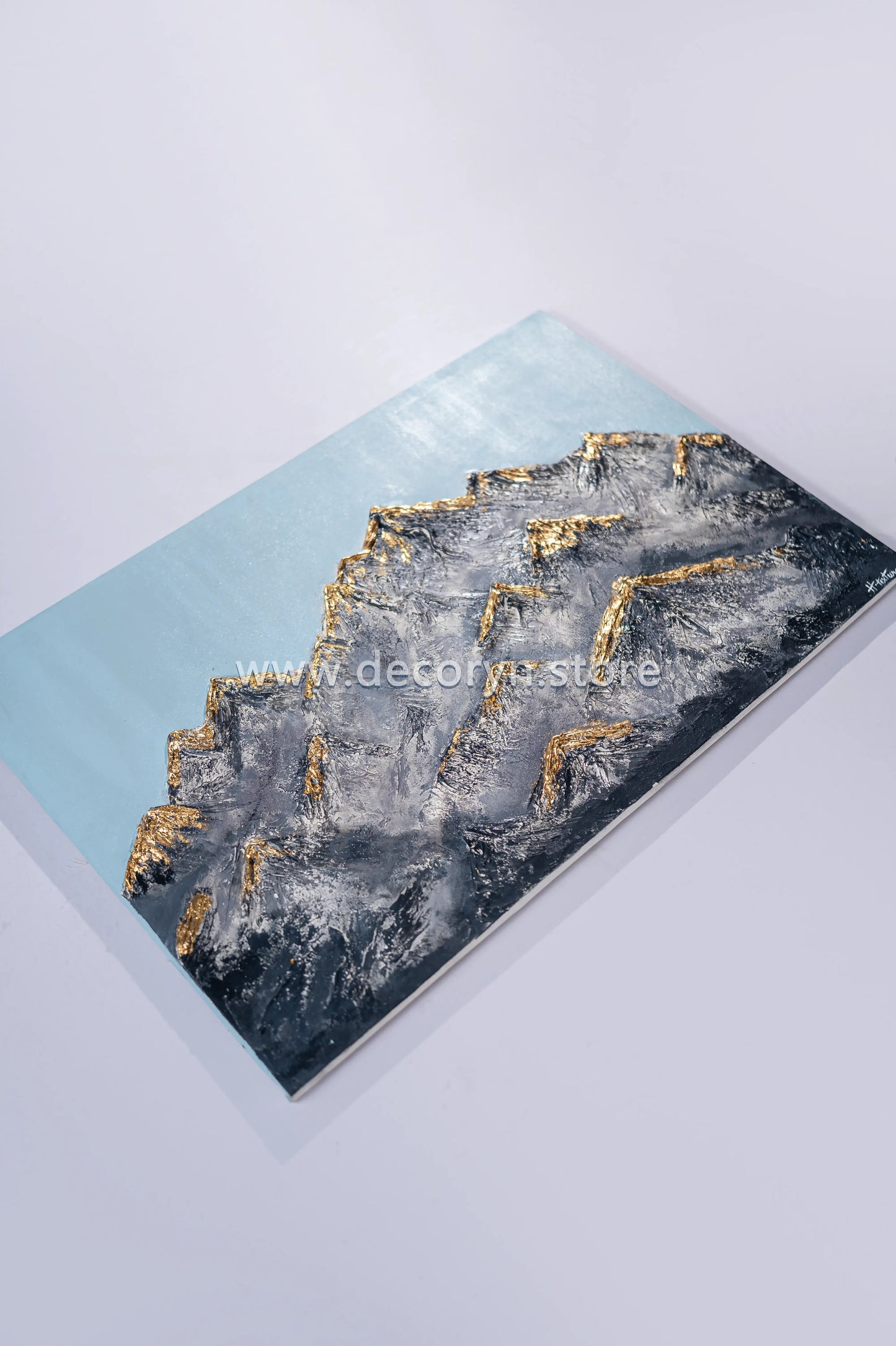 Golden 3D Mountain Landscape Painting
