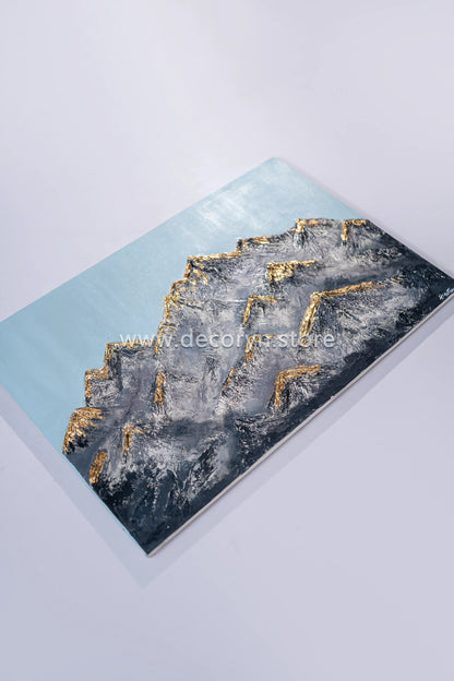 Golden 3D Mountain Landscape Painting