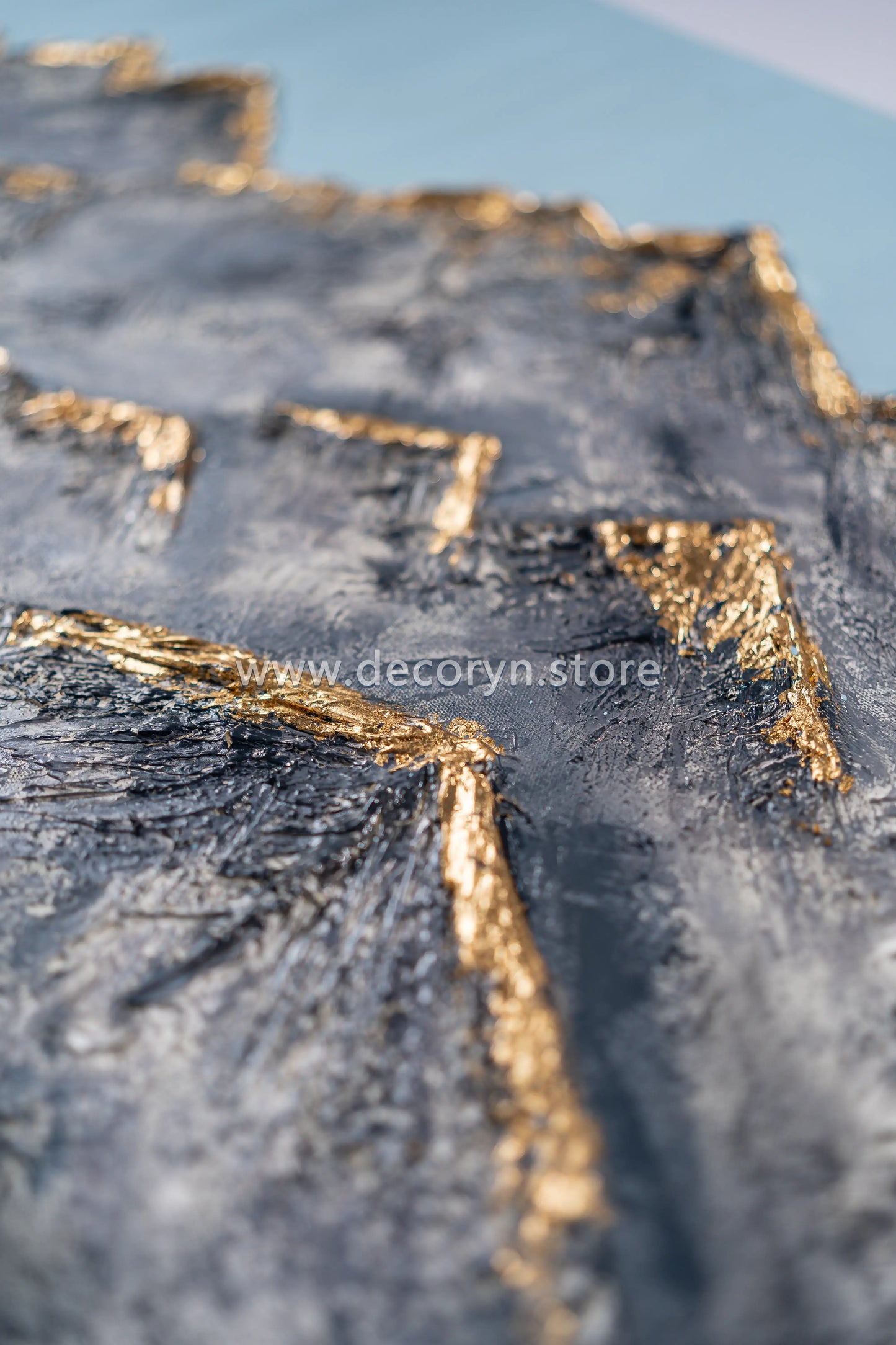 Golden 3D Mountain Landscape Painting
