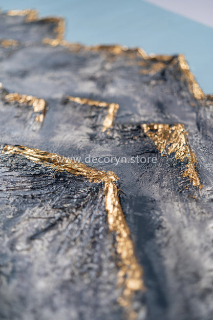Golden 3D Mountain Landscape Painting
