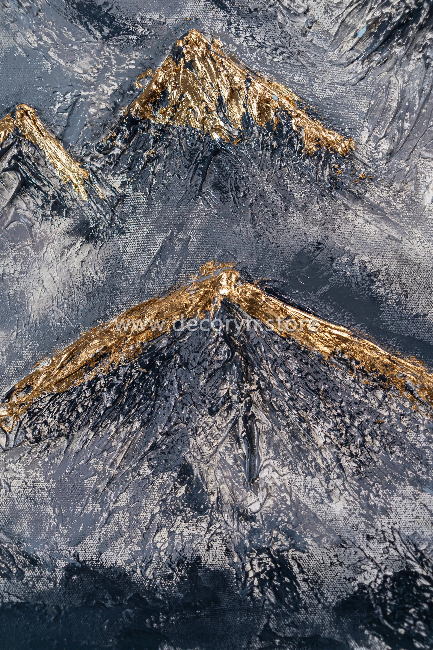 Golden 3D Mountain Landscape Painting
