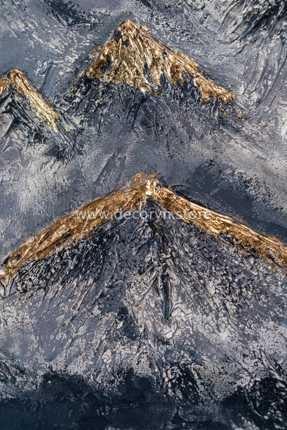 Golden 3D Mountain Landscape Painting