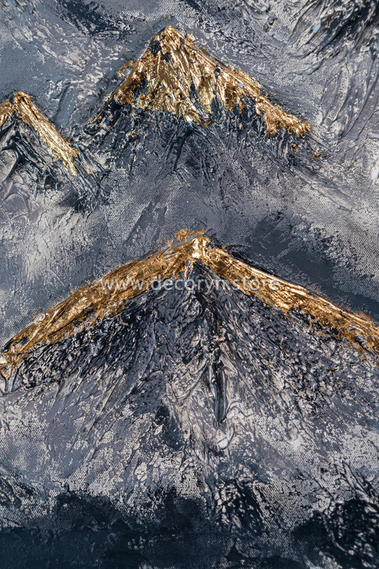 Golden 3D Mountain Landscape Painting
