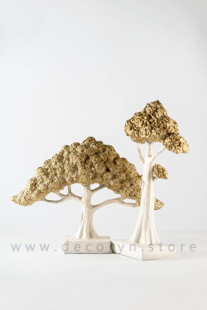 Evergreen Miniature Tree Décor Set - Golden(Pack of 2)