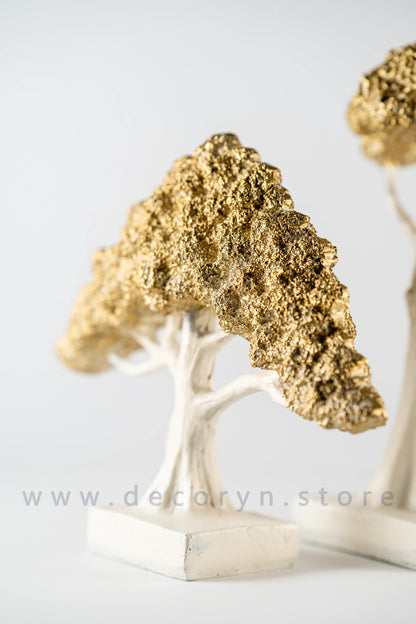 Evergreen Miniature Tree Décor Set - Golden(Pack of 2)