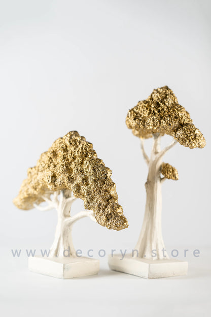 Evergreen Miniature Tree Décor Set - Golden(Pack of 2)