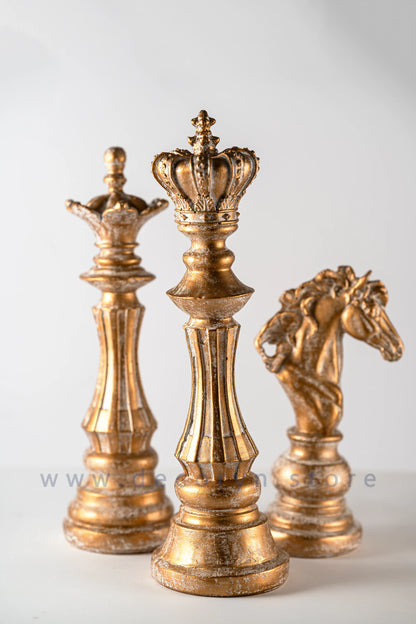 Royal Chess Collection Decorative Sculptures - Golden (Set of 3)