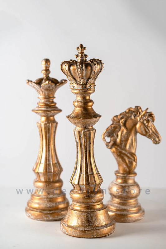 Royal Chess Collection Decorative Sculptures - Golden (Set of 3)