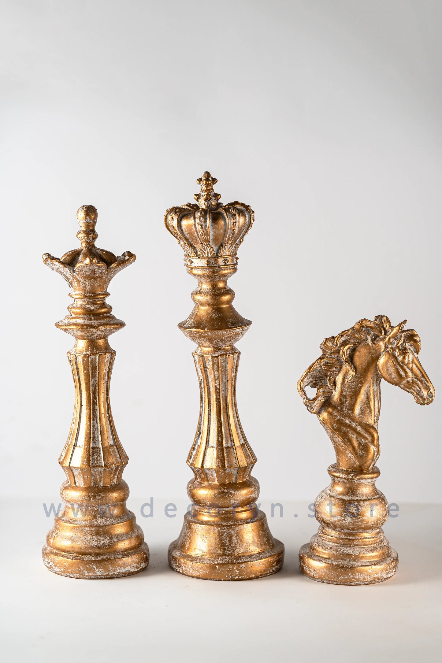 Royal Chess Collection Decorative Sculptures - Golden (Set of 3)