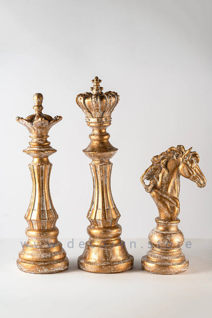 Royal Chess Collection Decorative Sculptures - Golden (Set of 3)