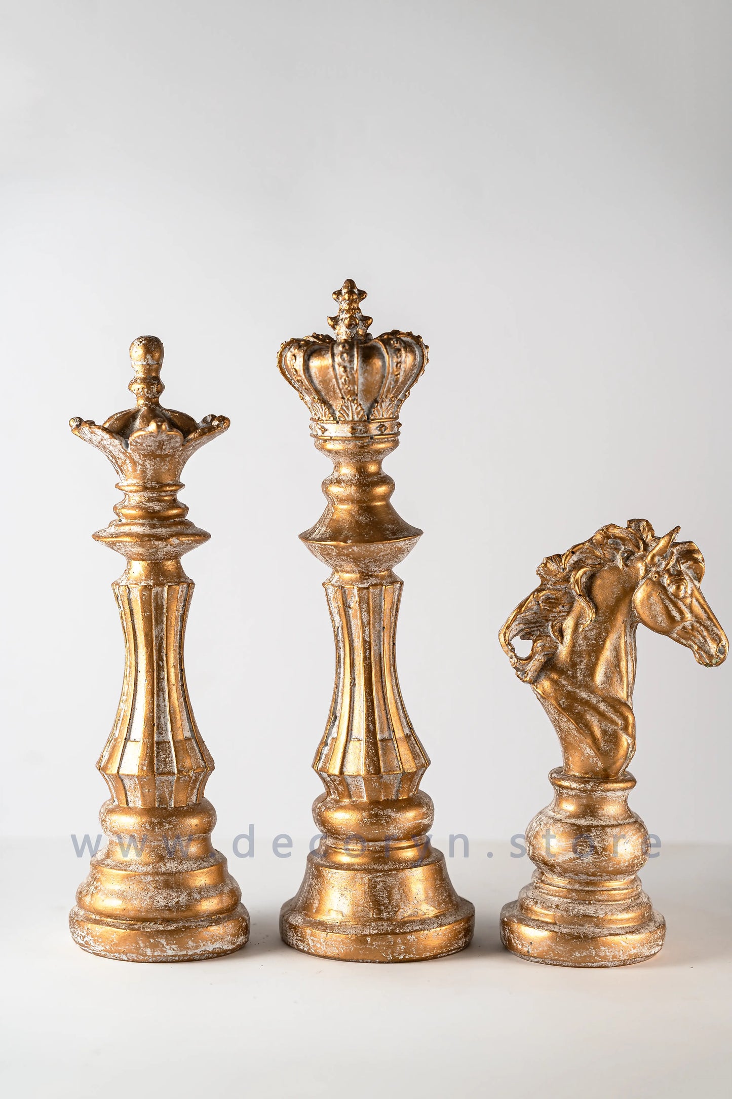 Royal Chess Collection Decorative Sculptures - Golden (Set of 3)