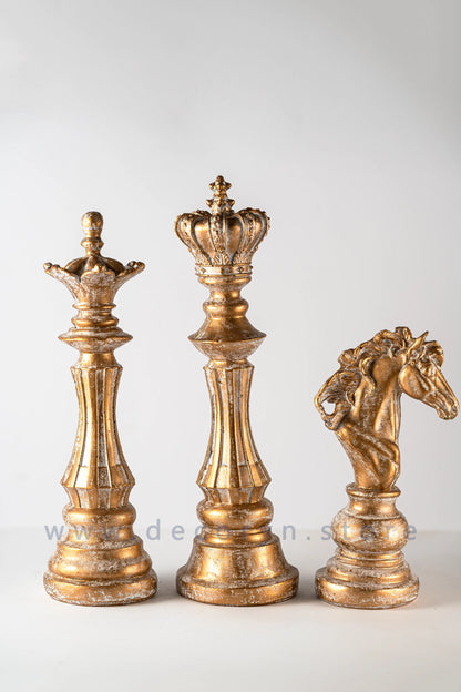 Royal Chess Collection Decorative Sculptures - Golden (Set of 3)