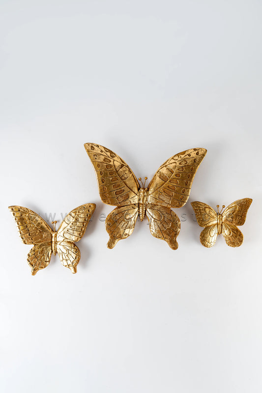 Golden Butterfly Wall Décor Set (Pack of 3)