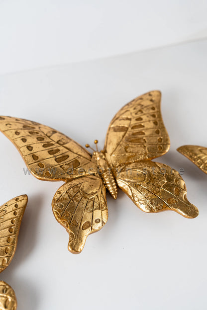 Golden Butterfly Wall Décor Set (Pack of 3)