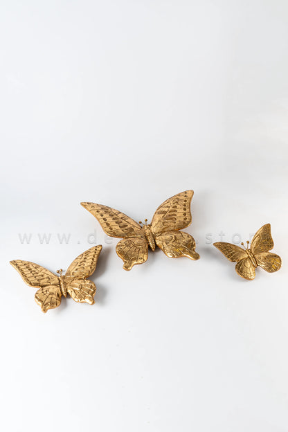 Golden Butterfly Wall Décor Set (Pack of 3)