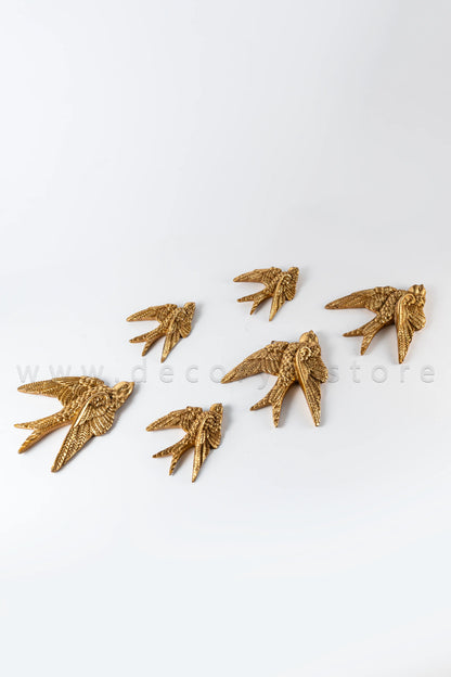Soaring Sparrows Wall Sculpture Set - Golden (Pack of 6)