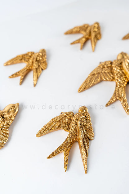 Soaring Sparrows Wall Sculpture Set - Golden (Pack of 6)