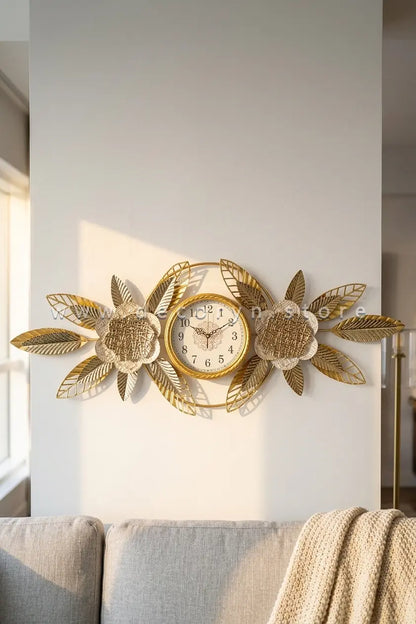 Golden Flora Luxe Wall Clock
