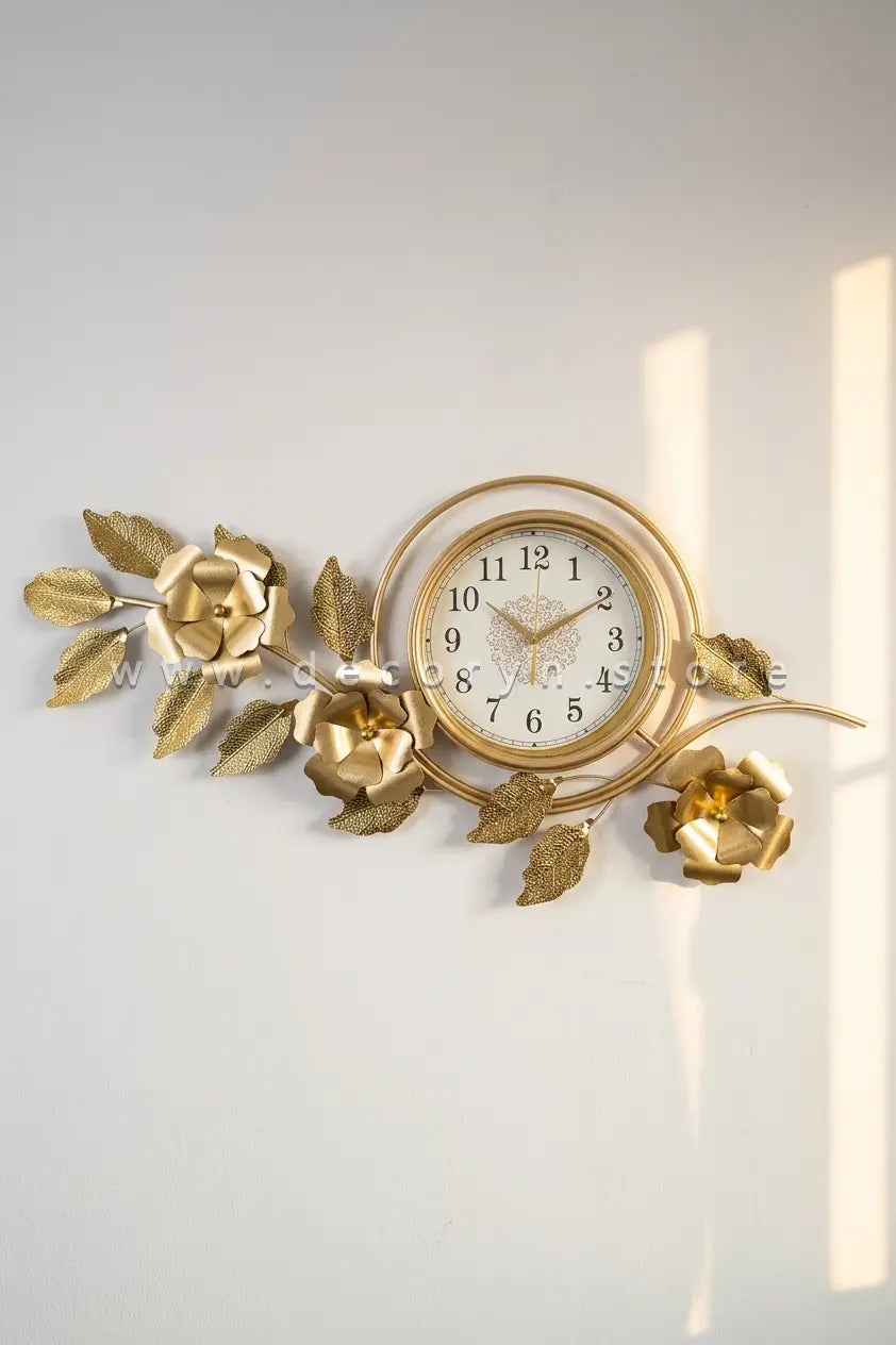 Golden Floral Grand Wall Clock