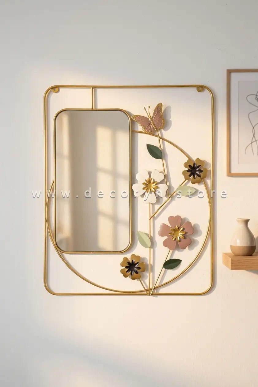 Golden Blossom Mirror Wall Frame