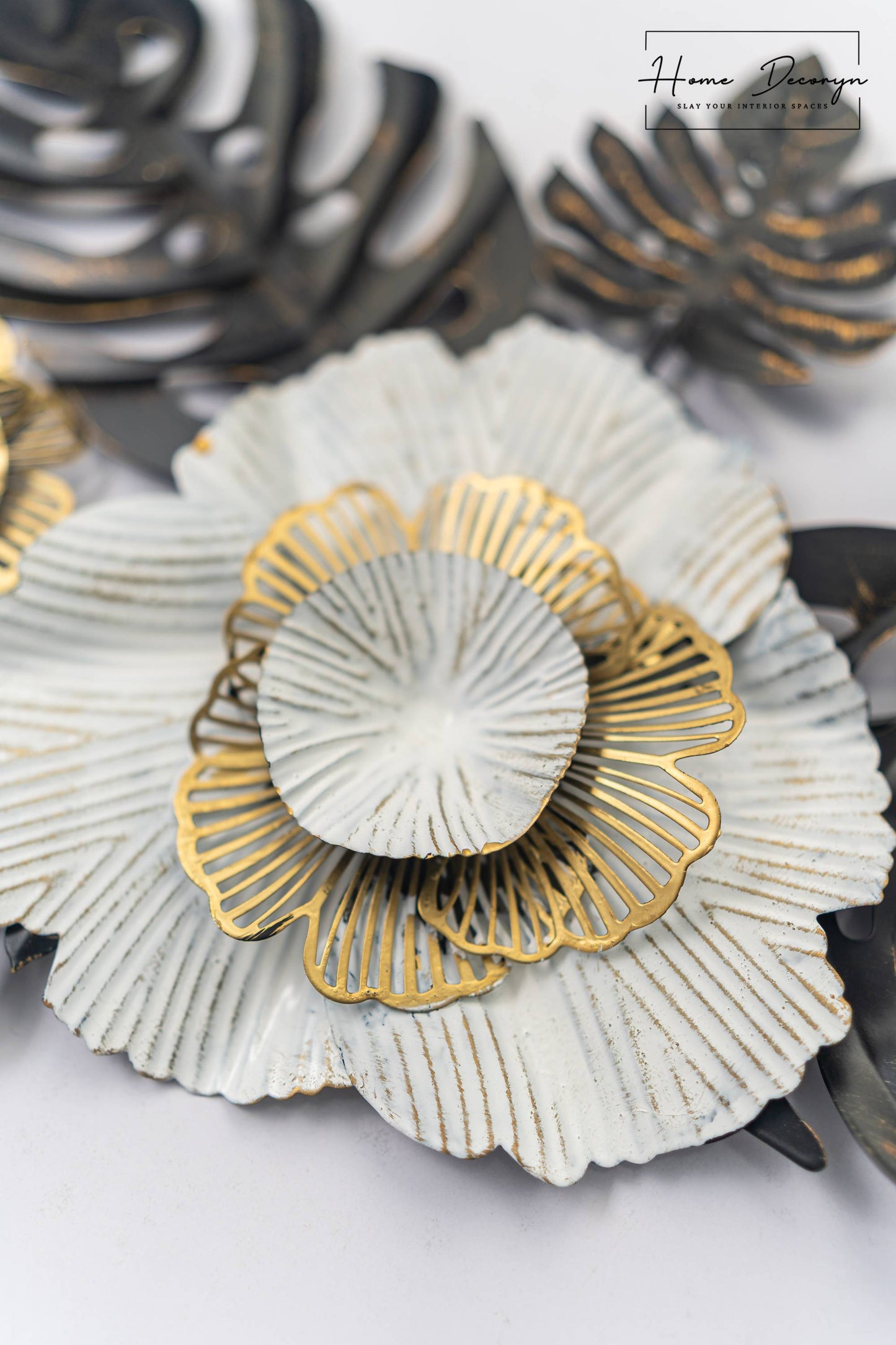 Golden Bloom Floral Metal Wall Art