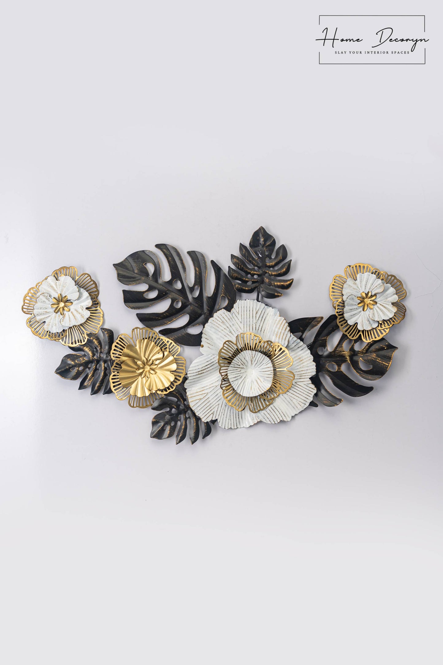 Golden Bloom Floral Metal Wall Art
