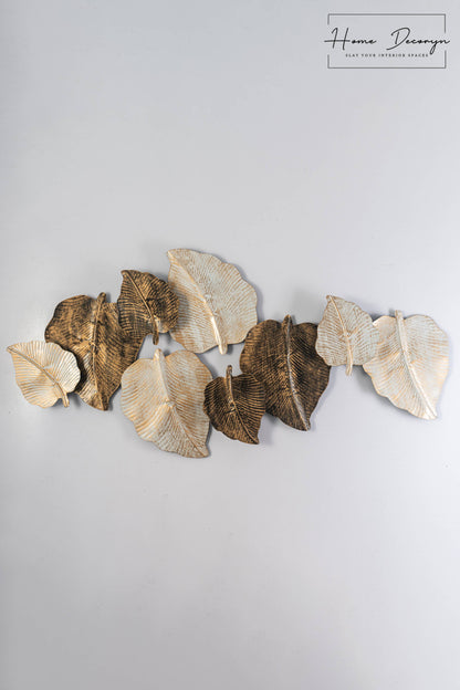 Large Metallic Leaf-Shaped Wall Hanging