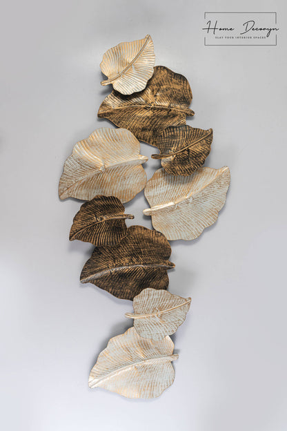 Large Metallic Leaf-Shaped Wall Hanging