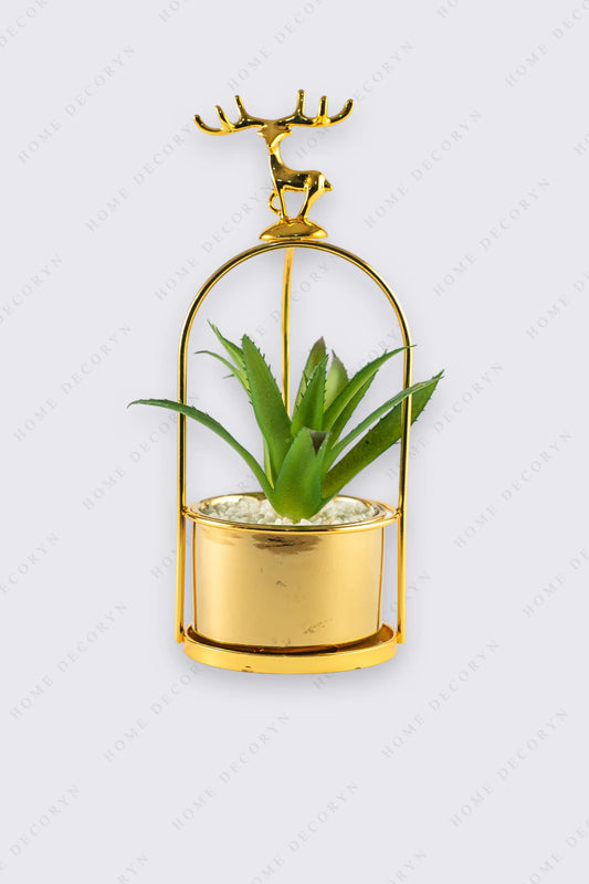 Golden Deer & Bloom Accent Piece