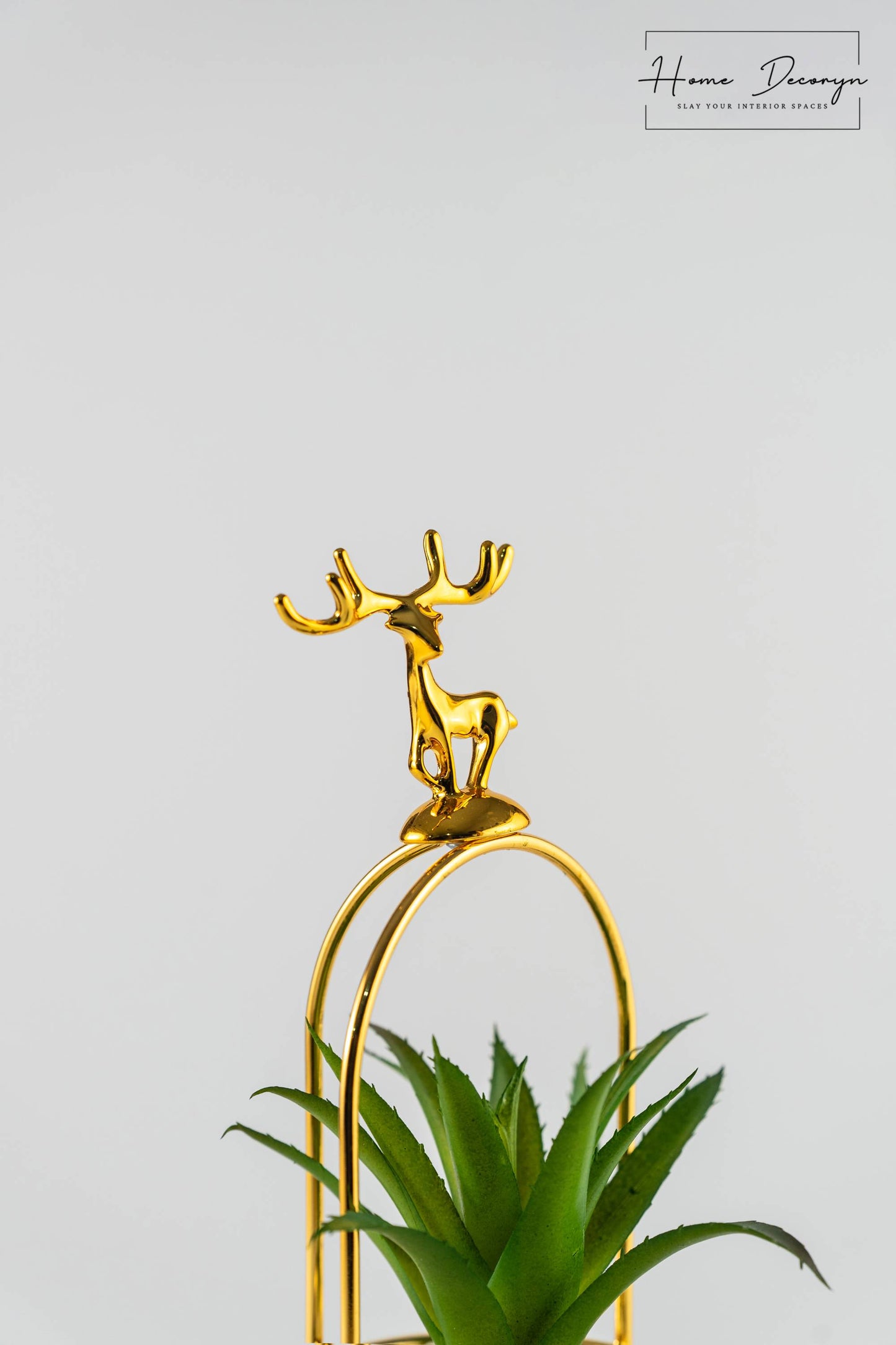 Golden Deer & Bloom Accent Piece