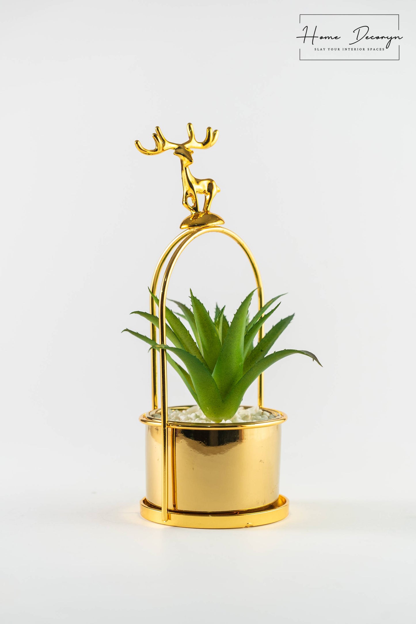 Golden Deer & Bloom Accent Piece