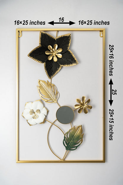 Metallic Rectangular 3D Floret Wall Hanging