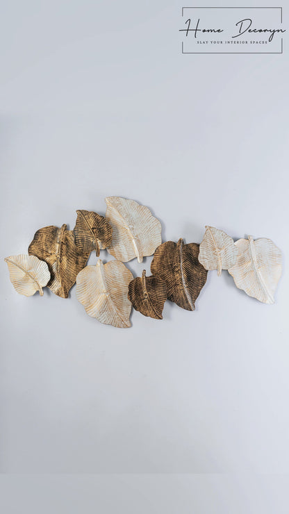 Large Metallic Leaf-Shaped Wall Hanging