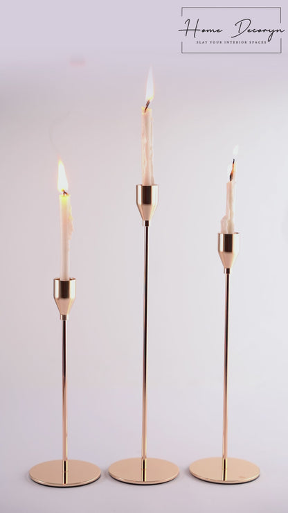 Golden Candle Holders - Set of 3