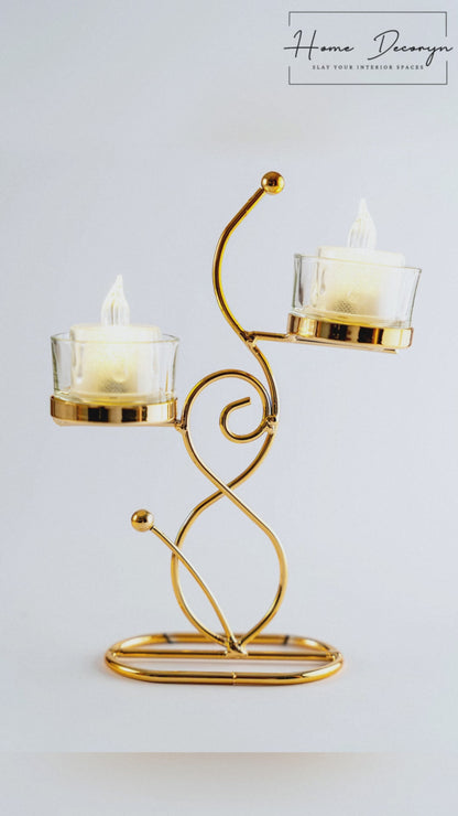 Golden Sway Dual Candle Stand